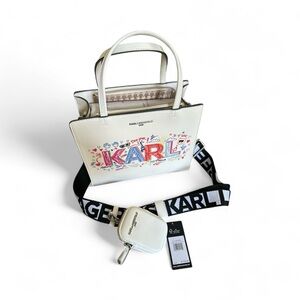 ✨ NWT Karl Lagerfeld Paris Graphic Tote Crossbody White Multi Giftable Chic